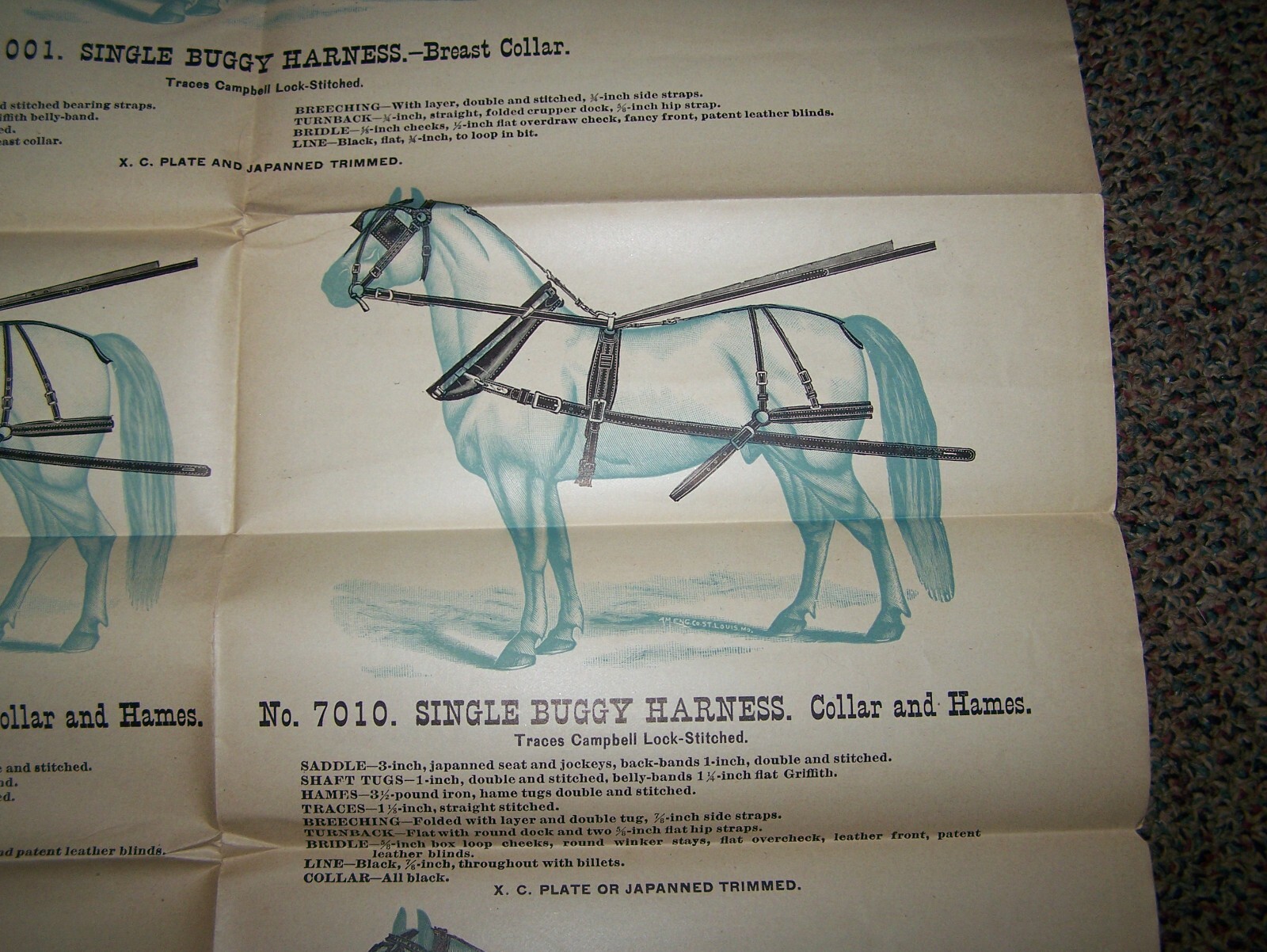 BANNER HARNESS Horse Farm Implement Sales POSTER Horse Drawn Implement Buggy WOW