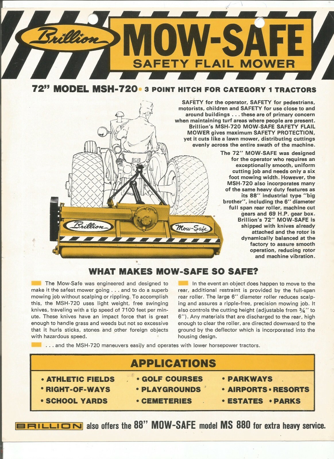 Original Brillion MSH-720 Mow-Safe Flail Mower Sales Brochure Form Number 54-O