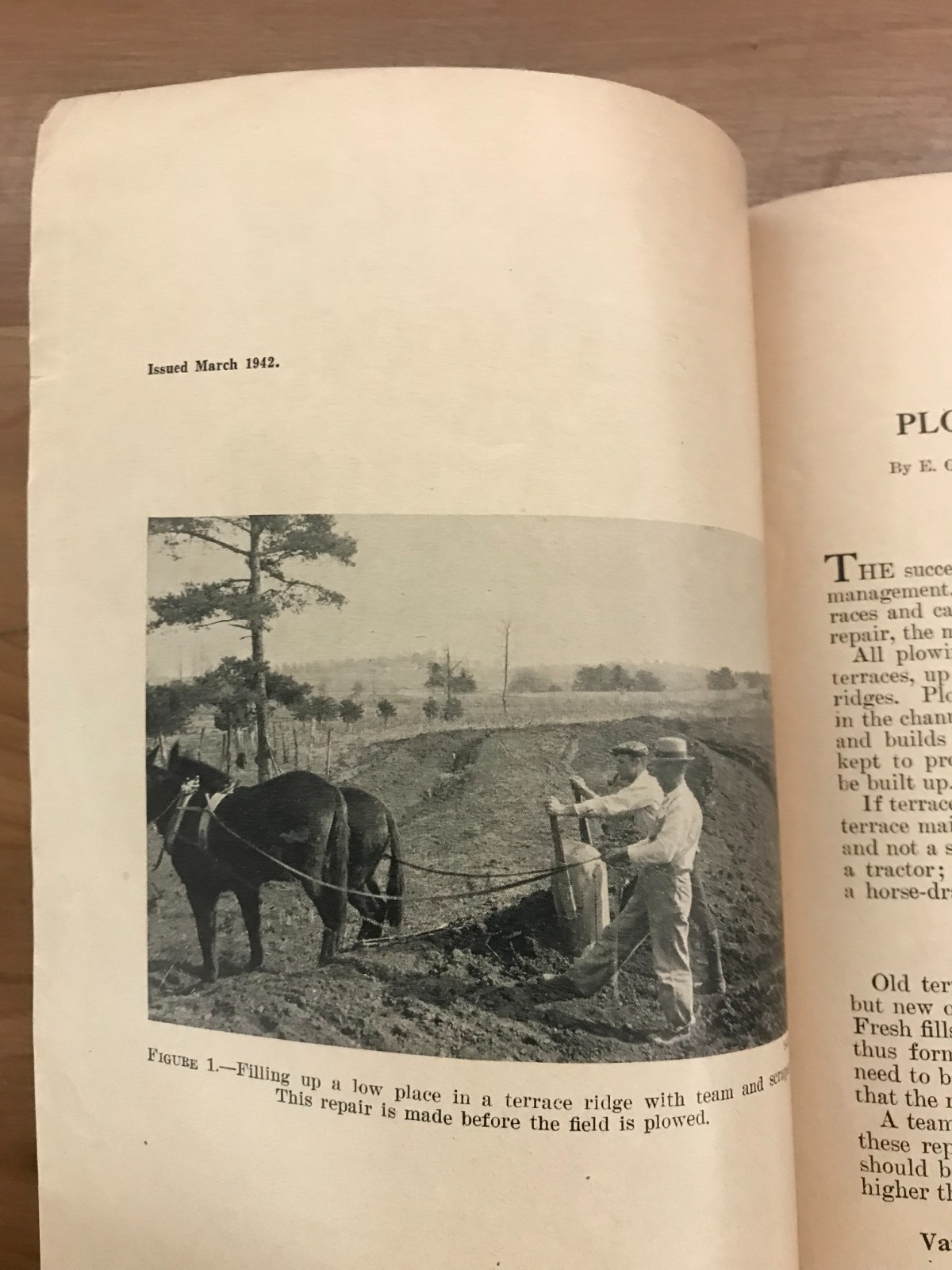 1942 Plowing Terraced Land by US Dept. of Agriculture Leaflet #214