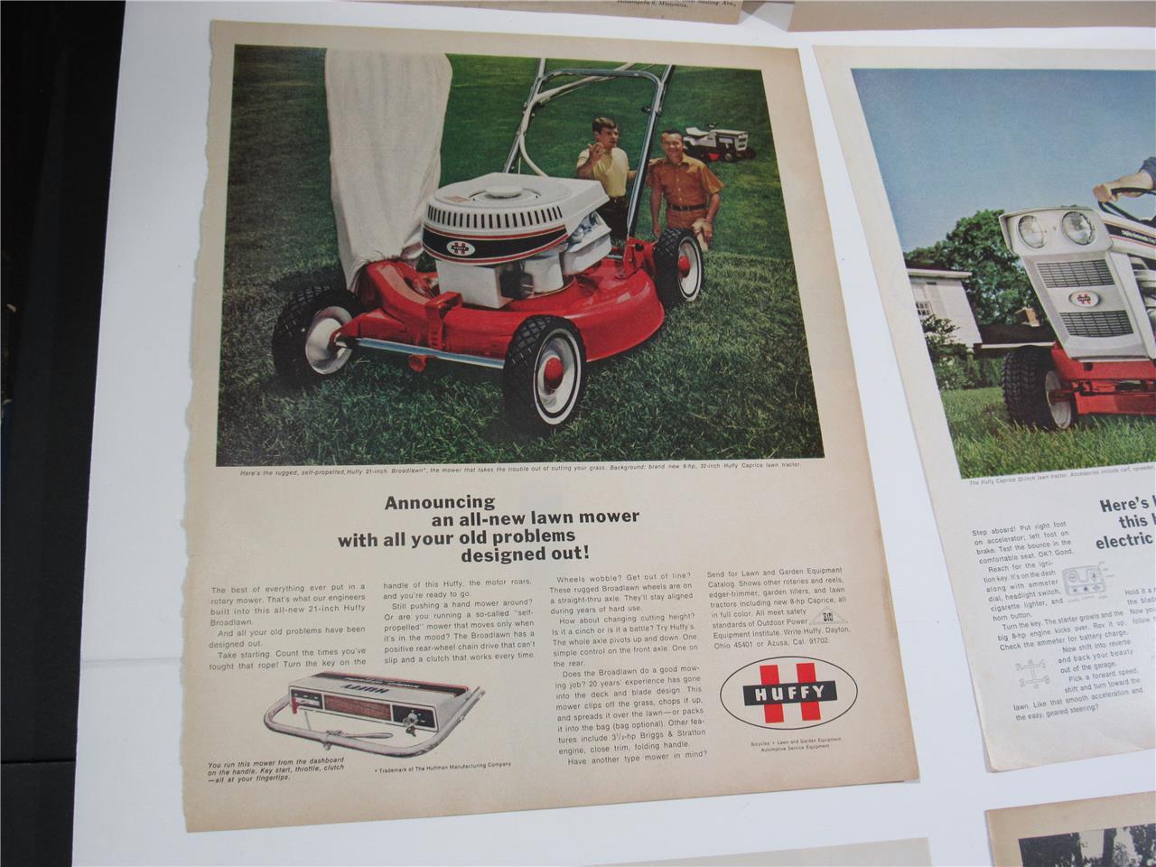 ORIGINAL VINTAGE ANTIQUE~ 1950s – 70s MIXED RIDE & PUSH LAWNMOWER ~ PRINT AD LOT
