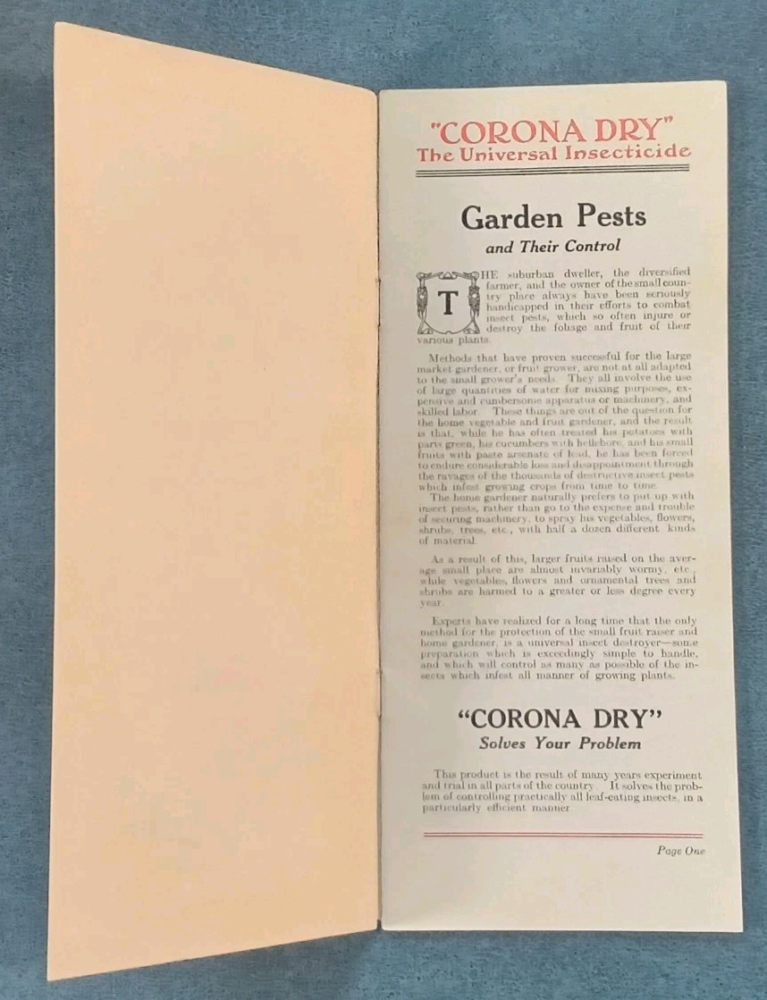 Garden Pests Control Corona Chemical Co. Sprayer Chemical Catalog 1917