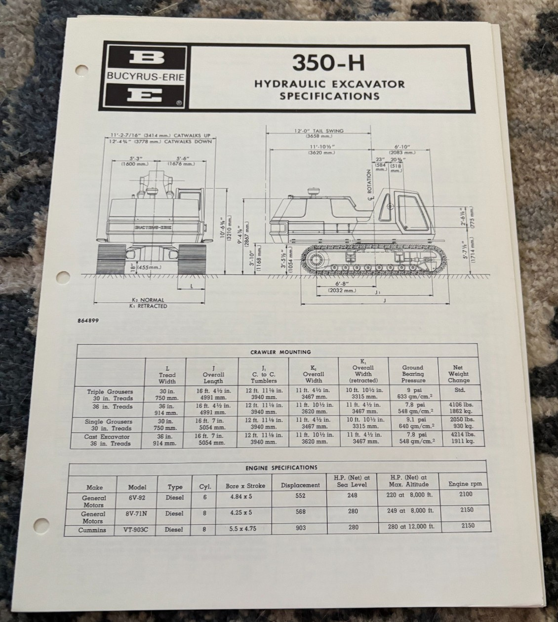 Bucyrus Erie 350-H Hydraulic Excavator Specifications Brochure DCPA25