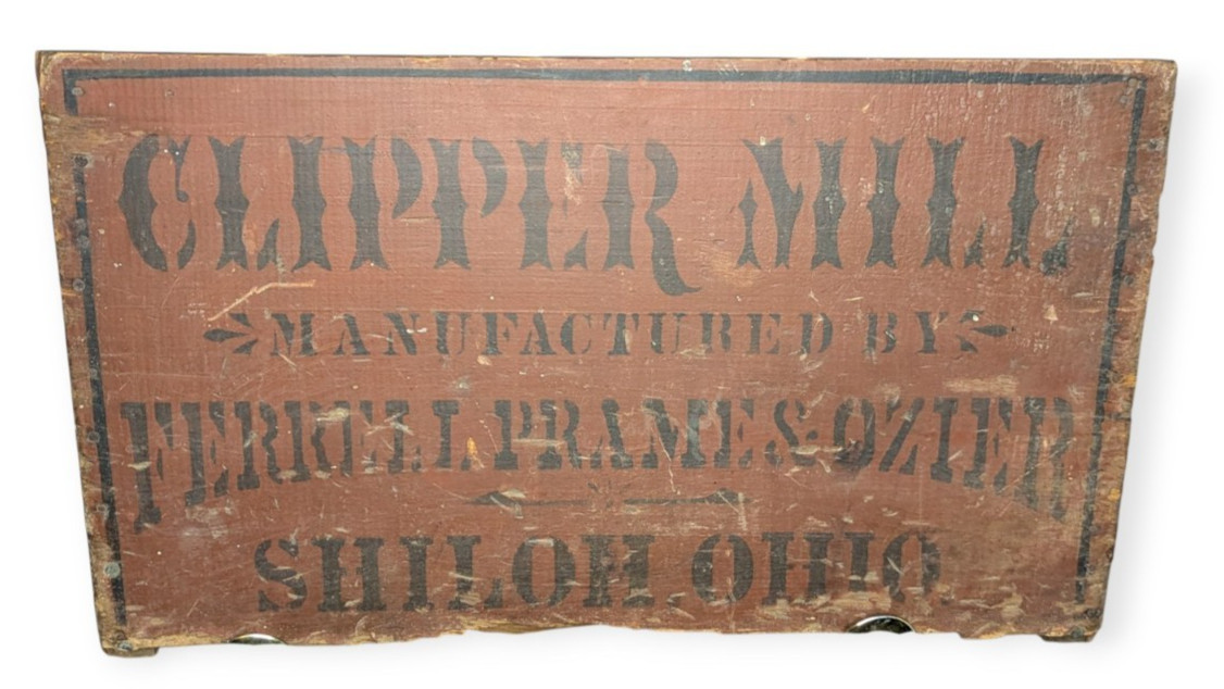 Early Clipper Mill Ferrell, Prame & Ozier Painted Wood Piece Shiloh Ohio 1891/92