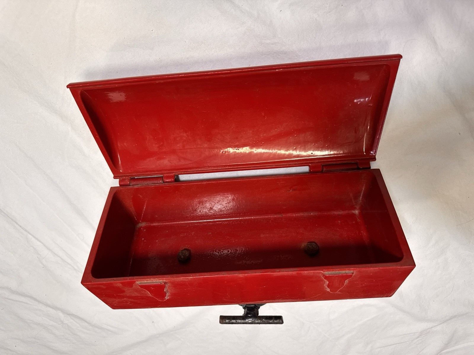 Vintage Pioneer Equipment Inc Tractor Metal TOOL BOX Original Red