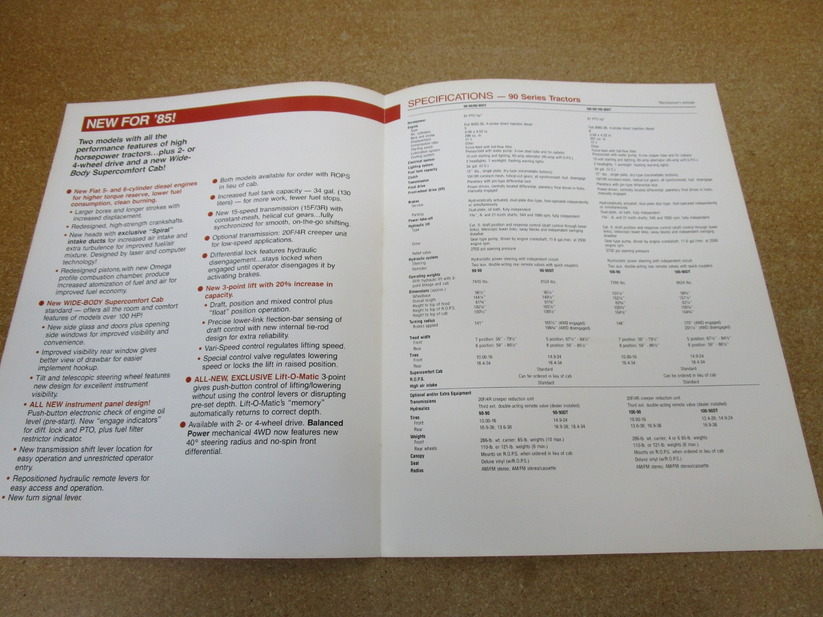 1985 HESSTON 90-series tractor sales brochure 4pg ORIGINAL farm 100-90 90-90