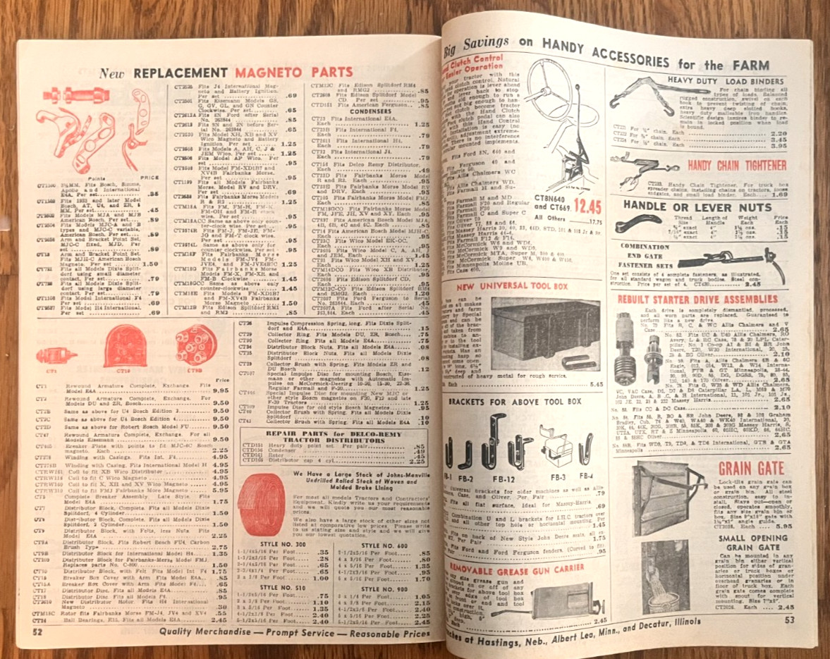 Central Tractor 1959 72-page farm tractor catalog parts & accessories