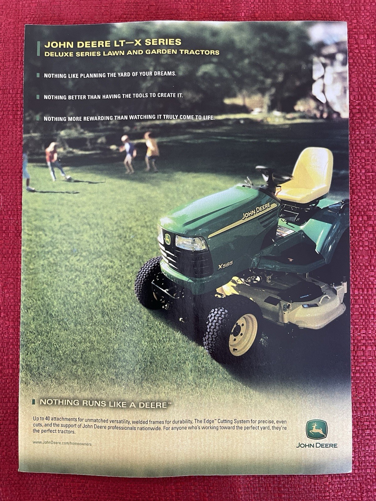 Print Advertisement John Deere LT – X Series Lawn Garden Tractor Mower Print Ad