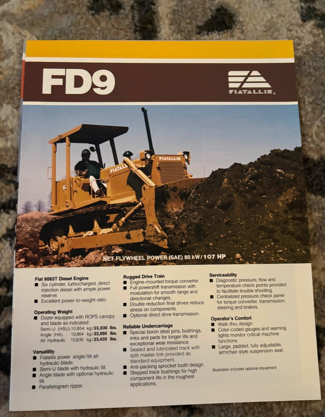 Fiat Allis FD9 Crawler Dozer Tractor Brochure FCCA25