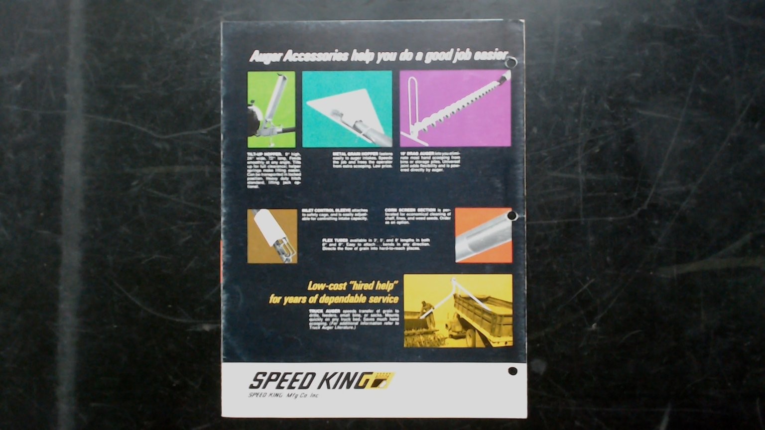 Speed King Hi-Angle 6 & 8 Portable Grain Augers Brochure Vintage