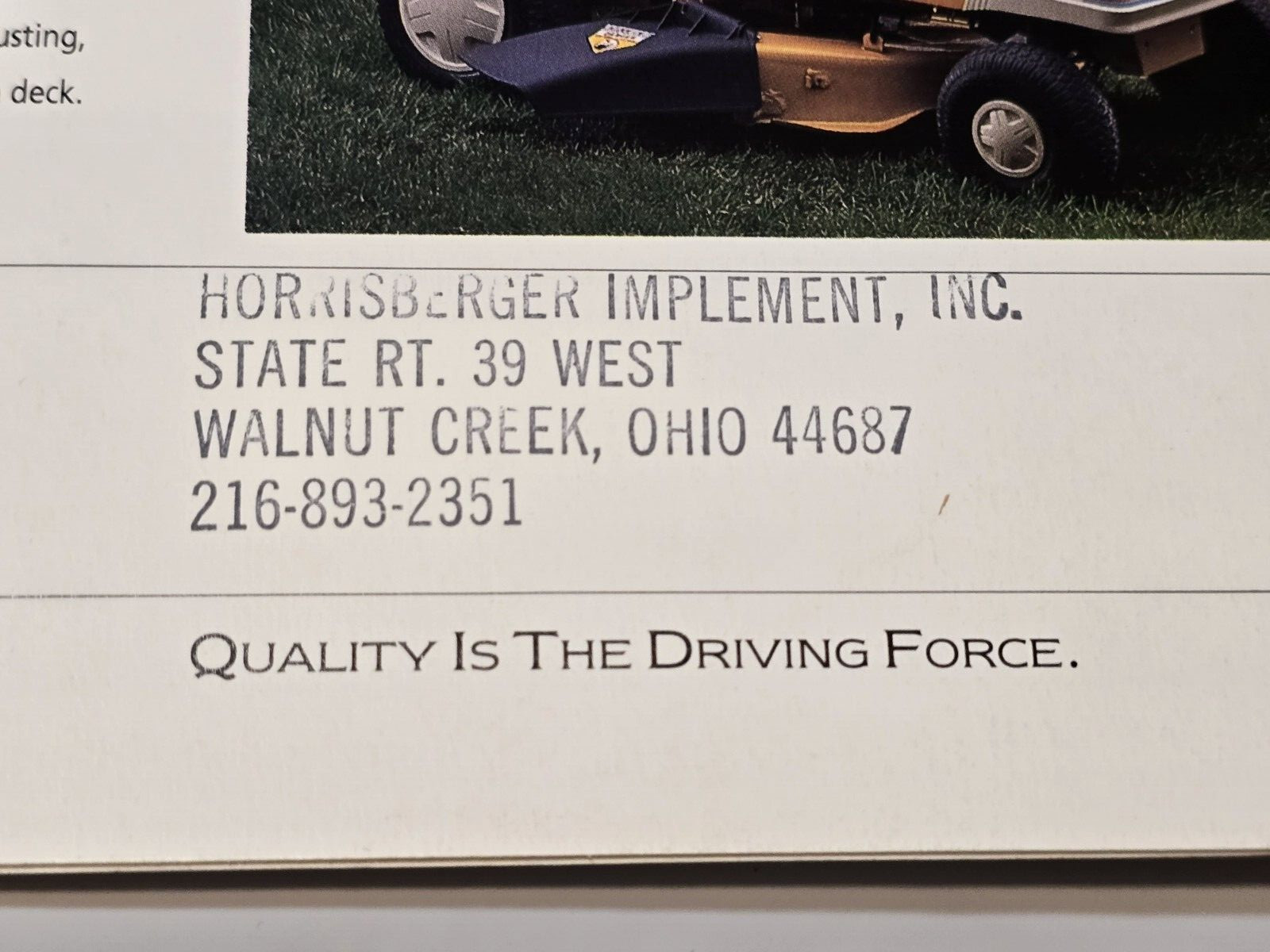 1994 Cub Cadet Ad Brochure Horrisberger Walnut Creek Ohio Full Line Mowers