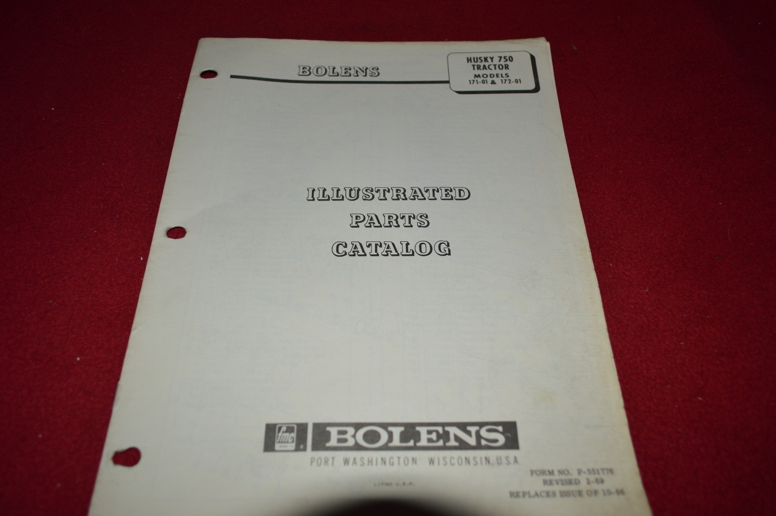 Bolens Husky 750 171-01 172-02 Tractor Dealer&rsquo;s Parts Book Manual CHPA