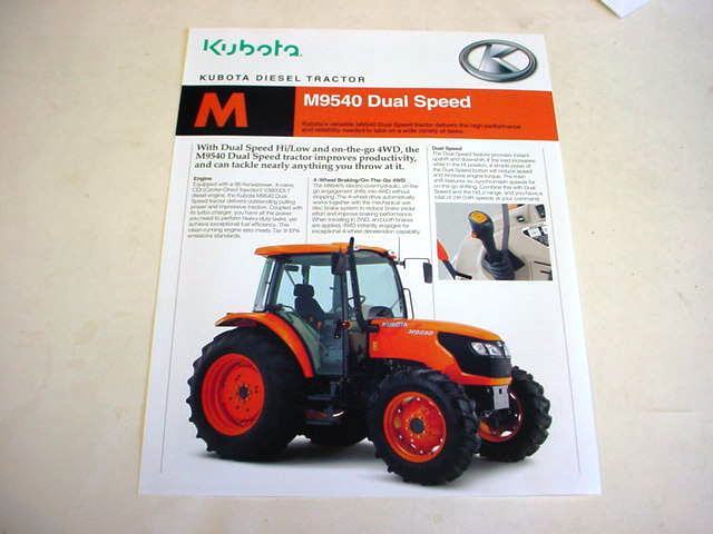 Kubota M9540 Dual Speed Diesel Tractor Literature