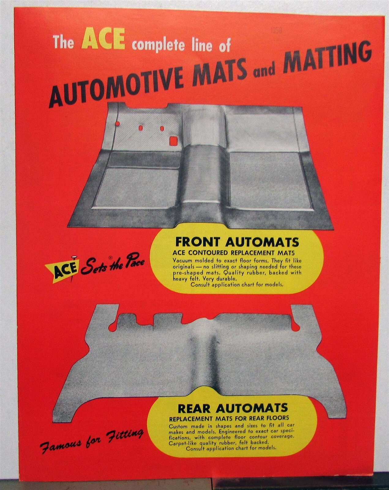1950s ACE Automotive Mats & Matting Ordering Codes Specs Sales Folder