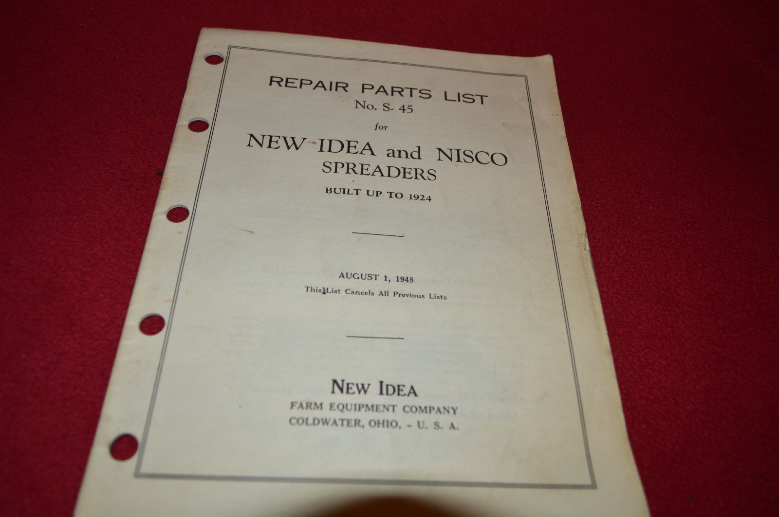 New Idea & Nisco Manure Spreader Parts Book Manual BVPA