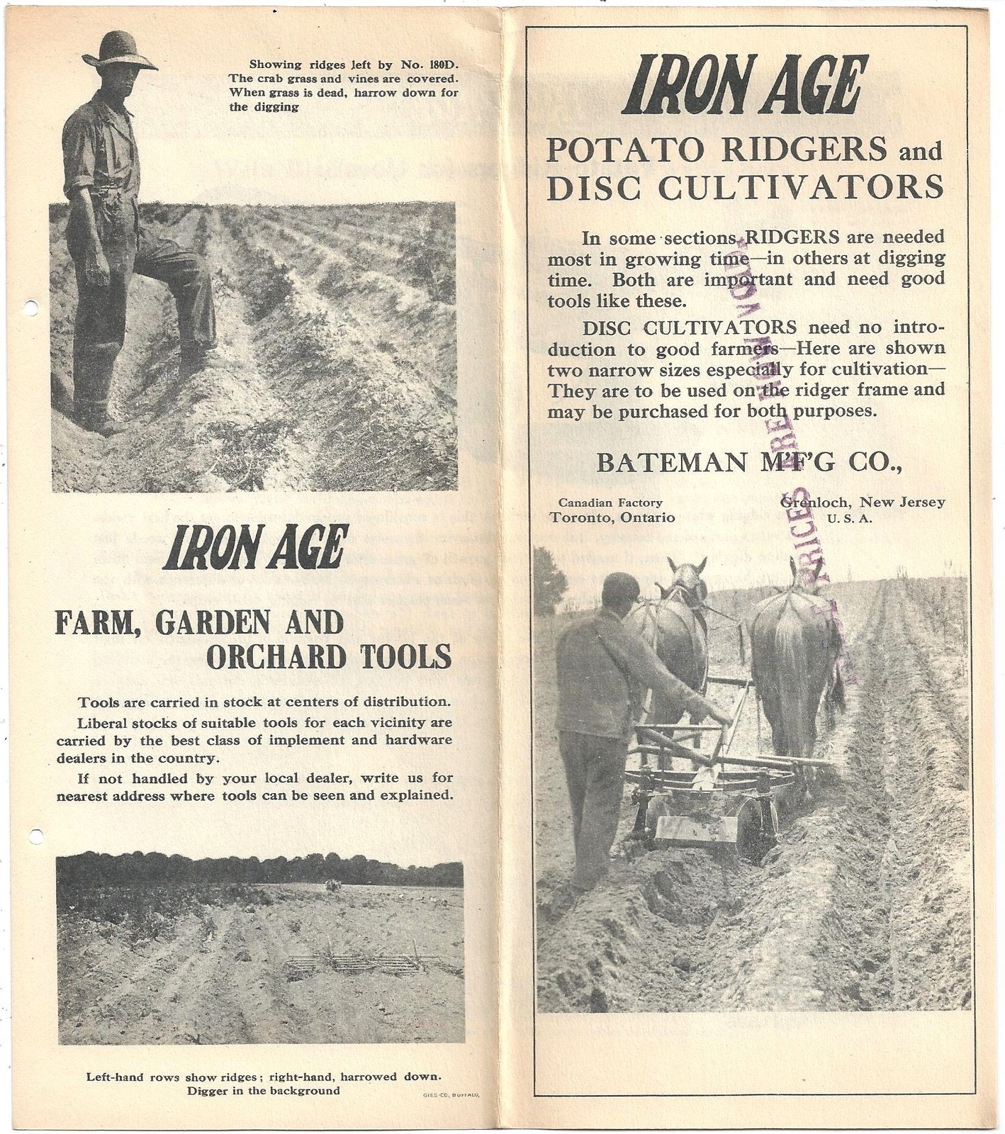 3 Diff Iron Age Farming Implements Sales Brochures c1917 ~ Farm Equipment