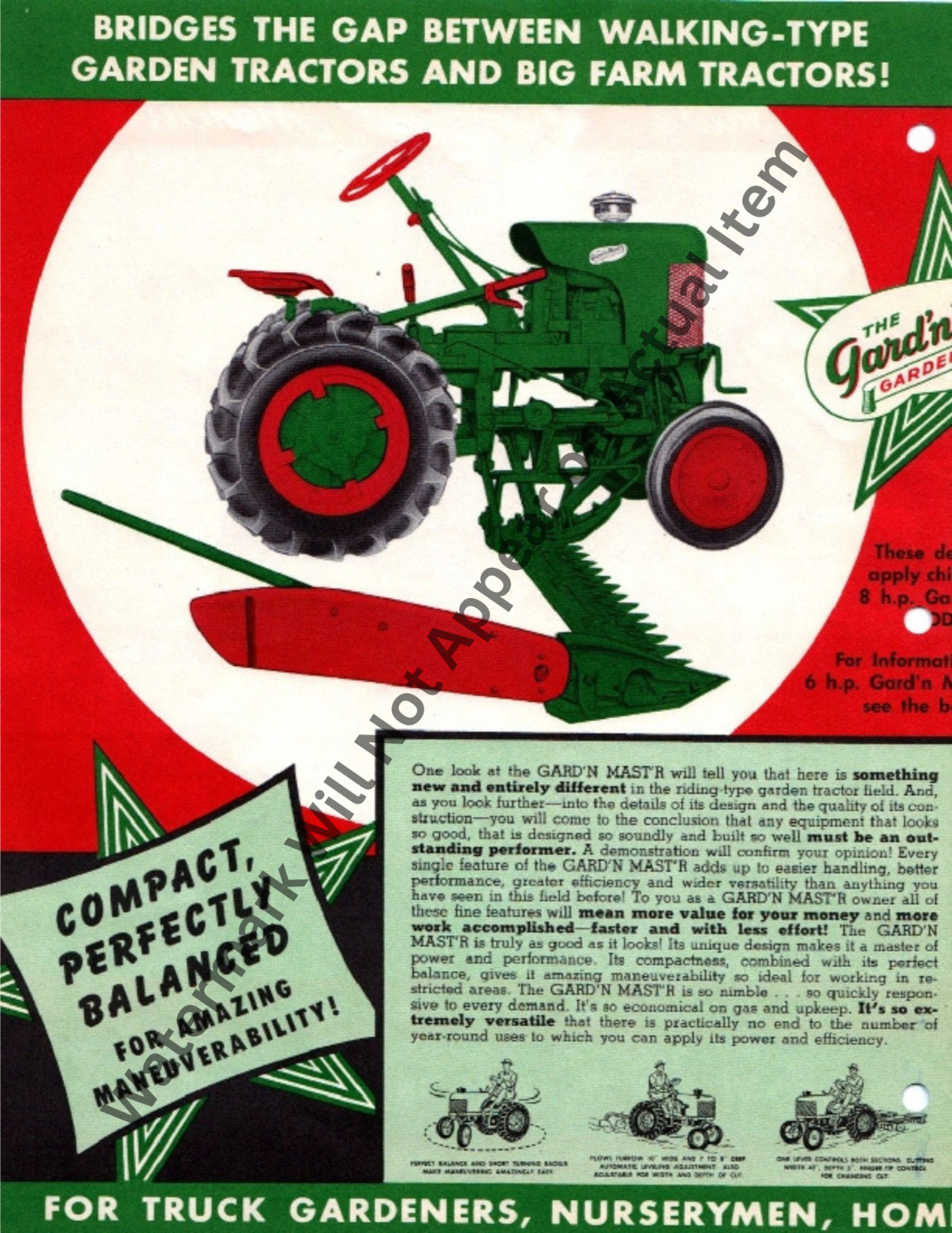 Gard&rsquo;n Mast&rsquo;r G Sales Literature Brochure Vintage Photograph Print 8.5×11&Prime;