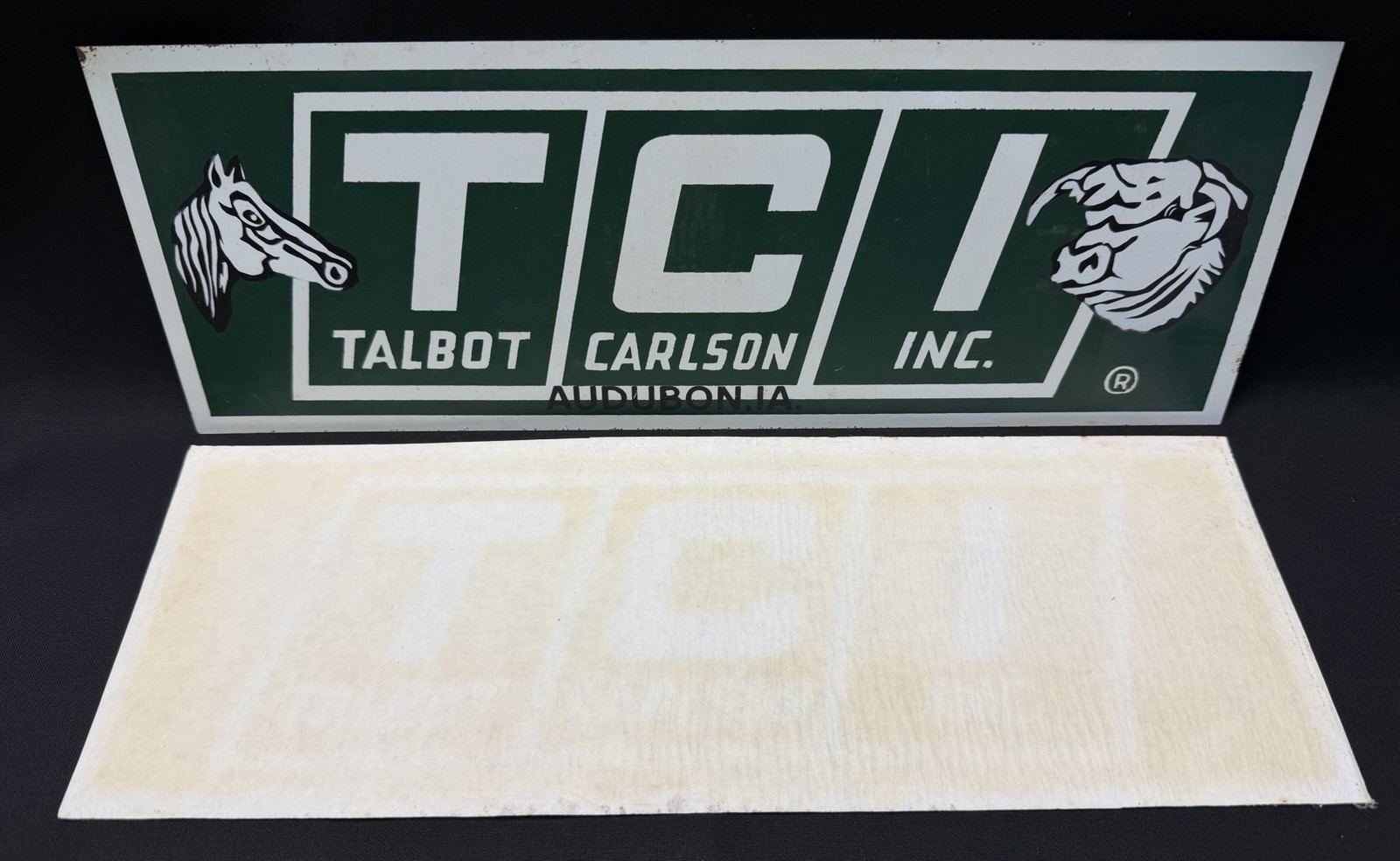 SST Talbot Carlson Inc Sign Horse Steer Graphic Audubon IA NOS