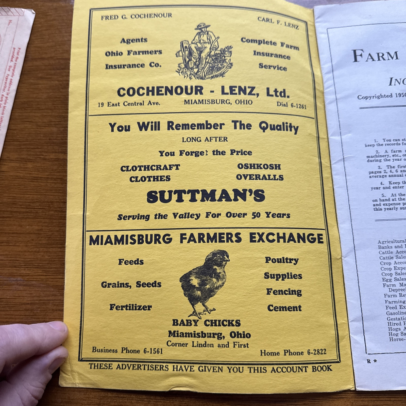 1950 Farm Account Book And Income Tax Record Miamisburg, Ohio