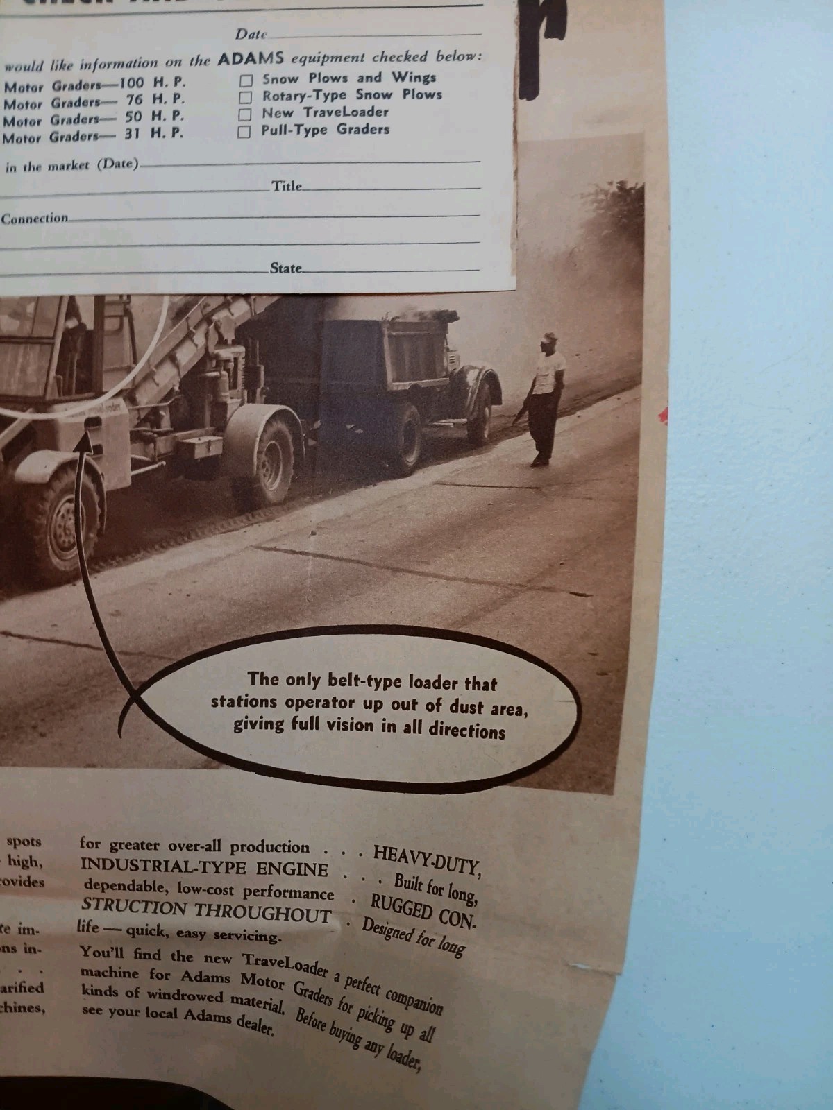 Adams Road Machinery Pictorial News Sales Brochure Advertising Mailer