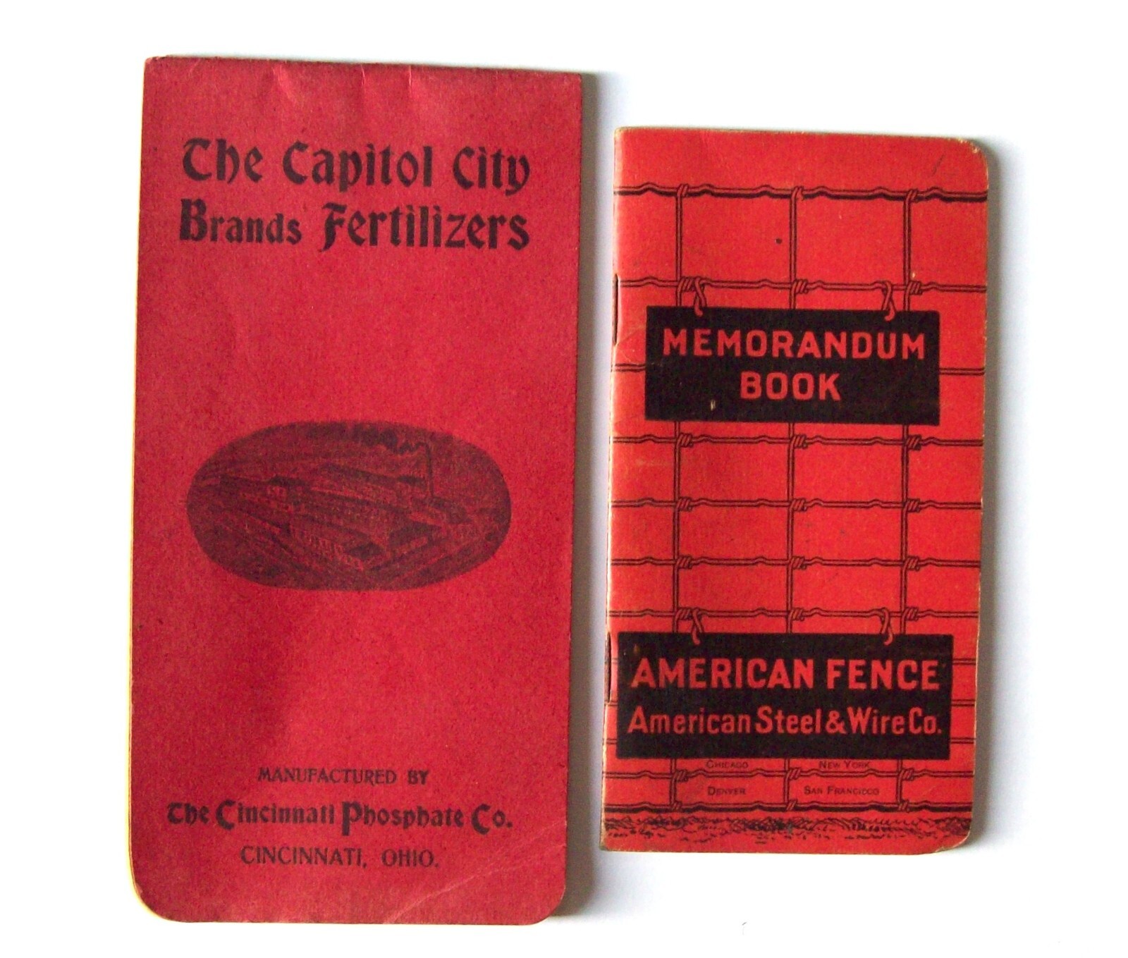 Vintage American Fence &Fertilizer Advertising old Memo Books 1900s Antique Farm