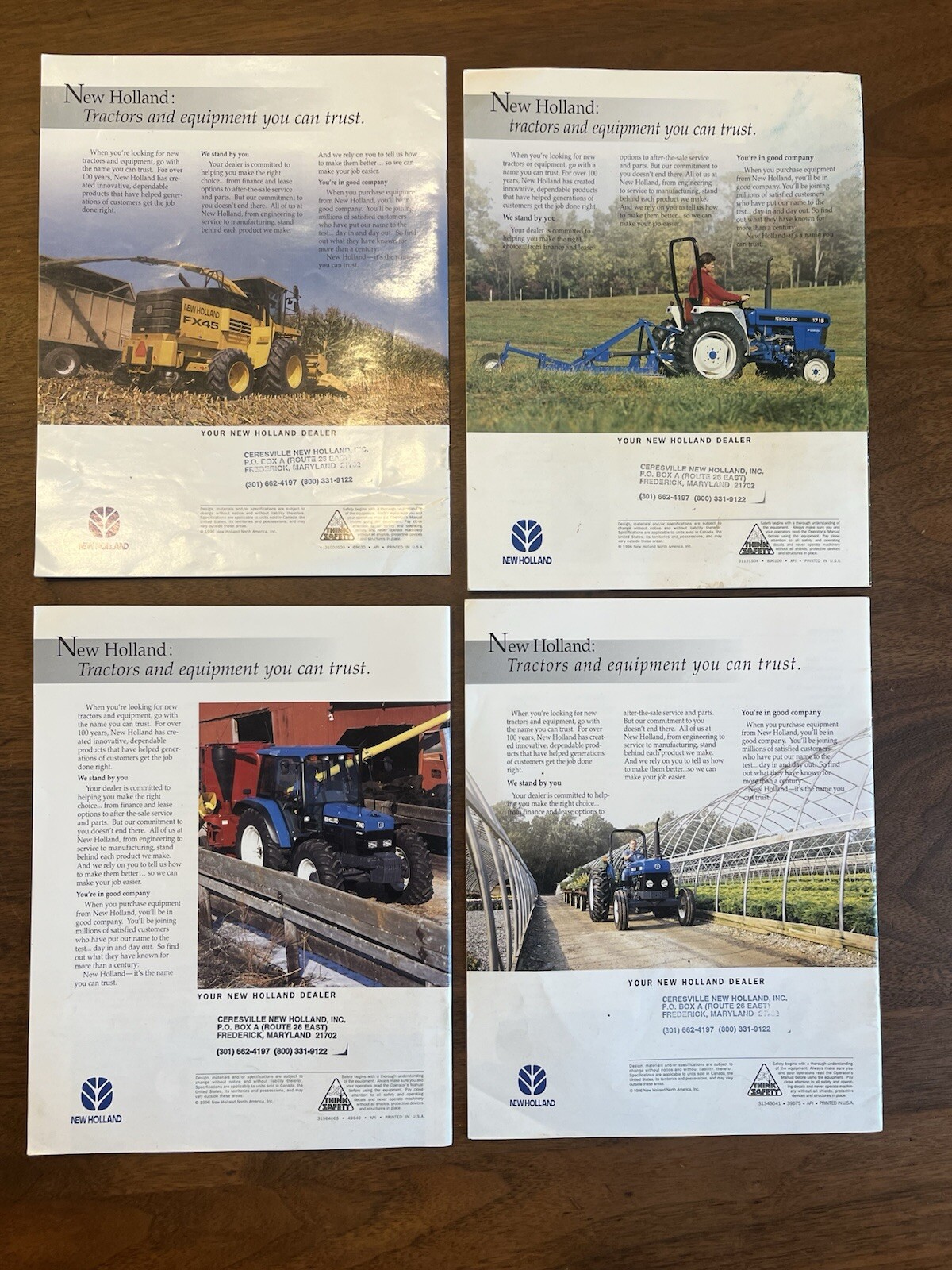 1996 New Holland Compact, Forage Harvesters, And 30 And 40 Series Brochures