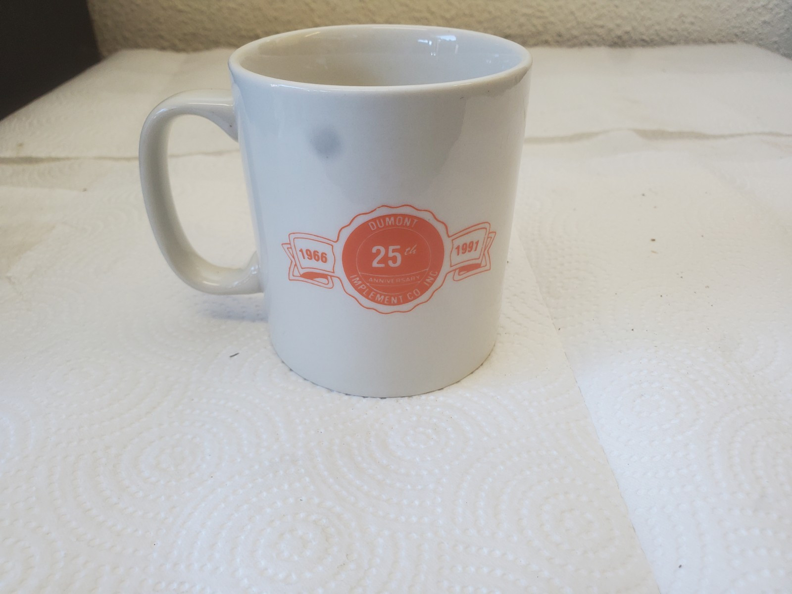 Ceramic Coffee Mug Dumont Implement 25th Anniversary 1966-1991 Dumont Iowa
