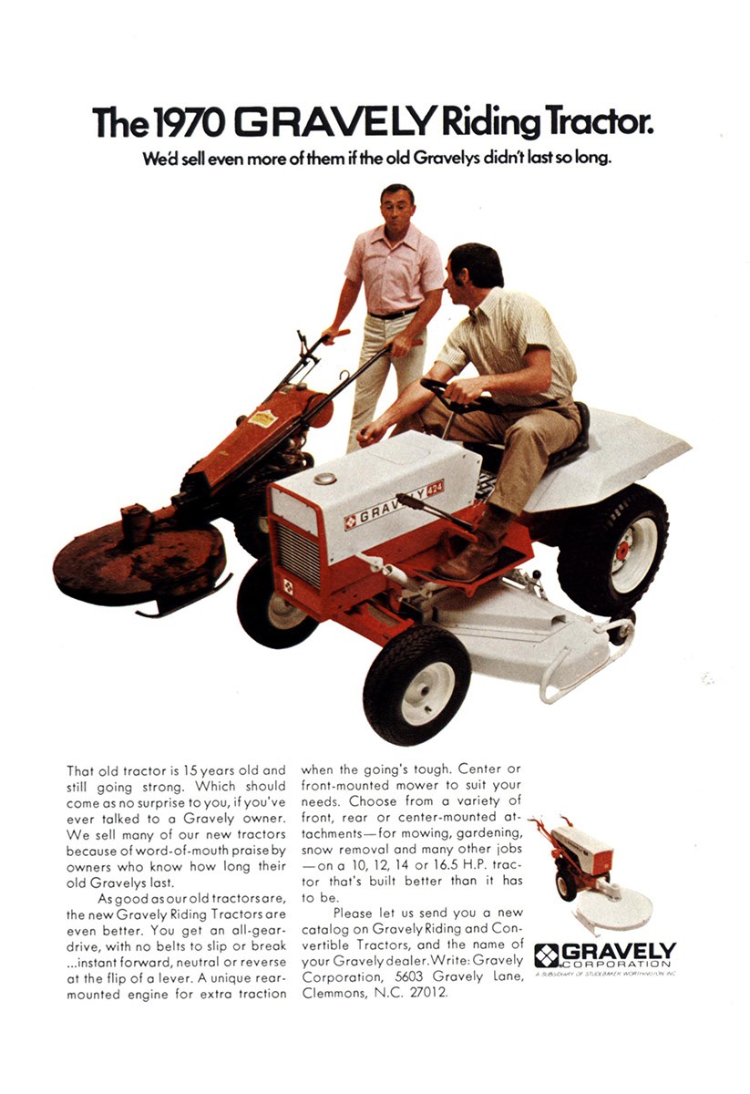 1970 Gravely Riding Tractor: Sell Even More Of Them Vintage Print Ad
