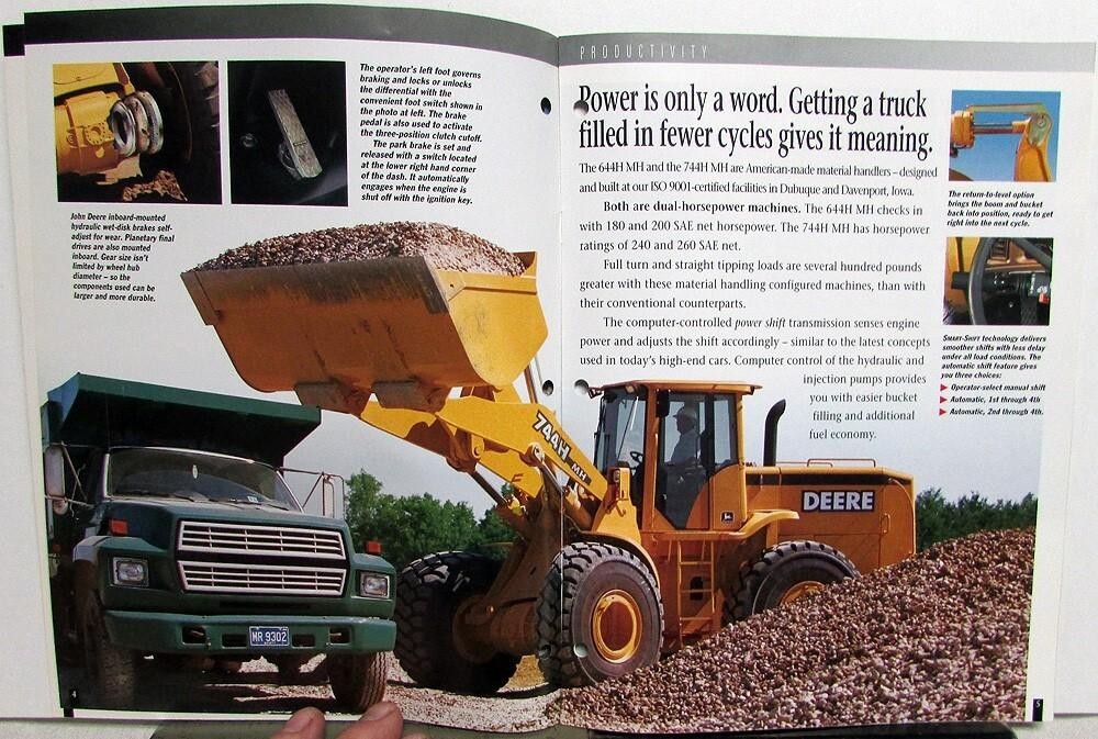 1999 John Deere 644H MH 744H MH Material Handler Specs Construction Brochure