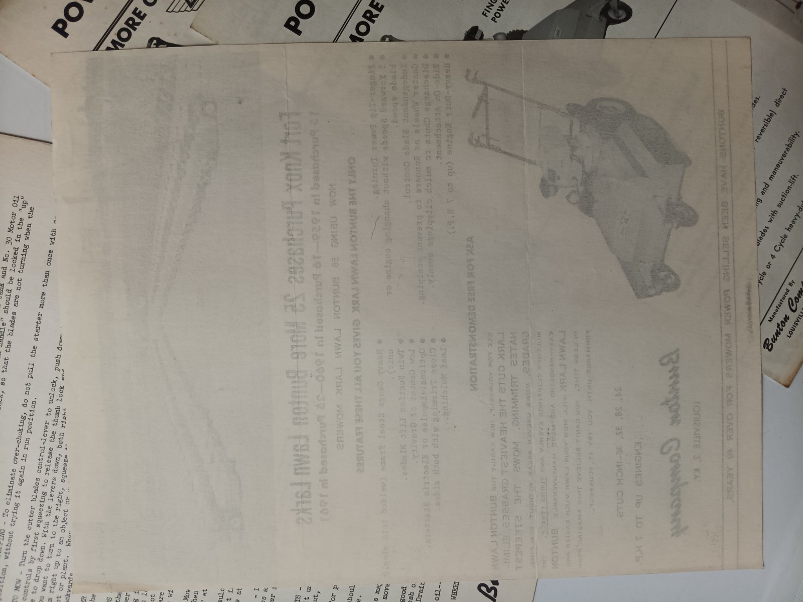 6 Bunton Lawn & Garden Mowers Brochure Lawn LARK, Fort Knox, Instructions