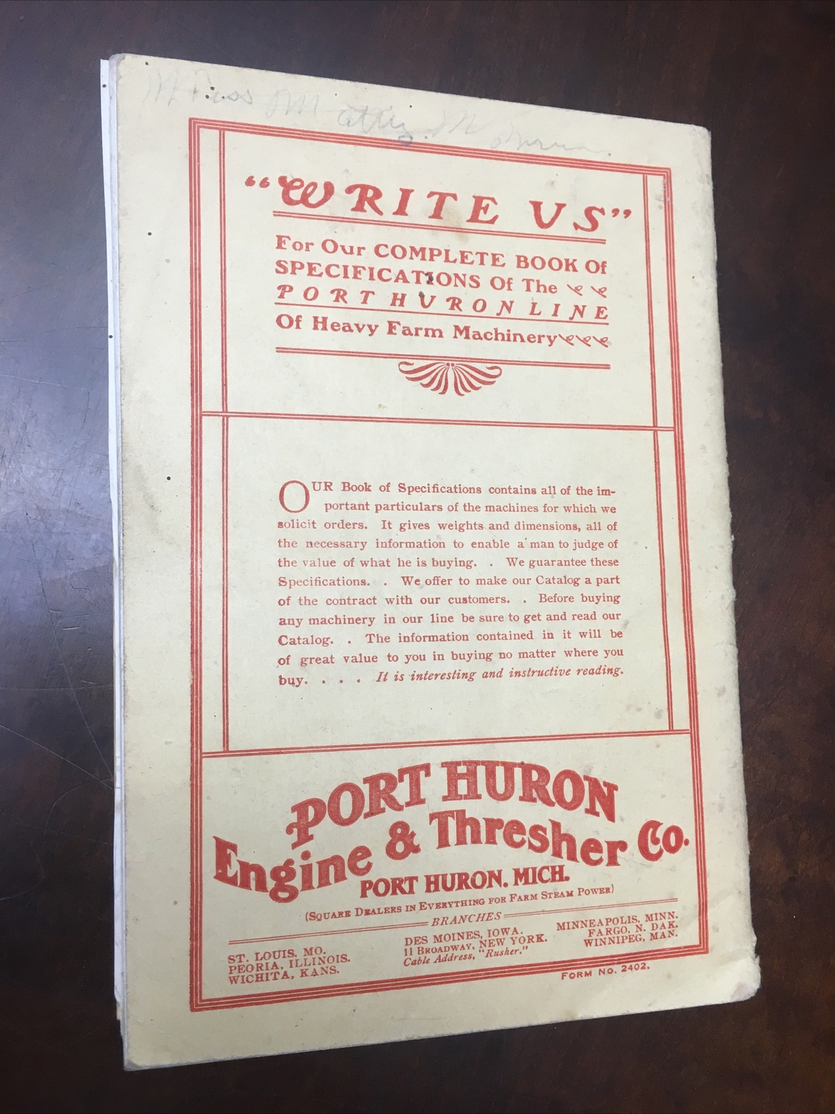 Port Huron Engine & Thresher Co. Catalog No 13 Port Huron Supplies 1906