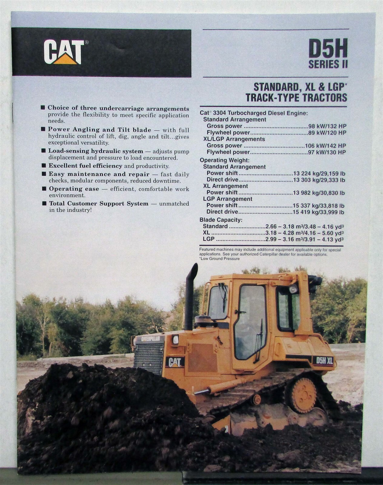 1992 Caterpillar D5H Series II Track Type Tractors Construction Sales Brochure