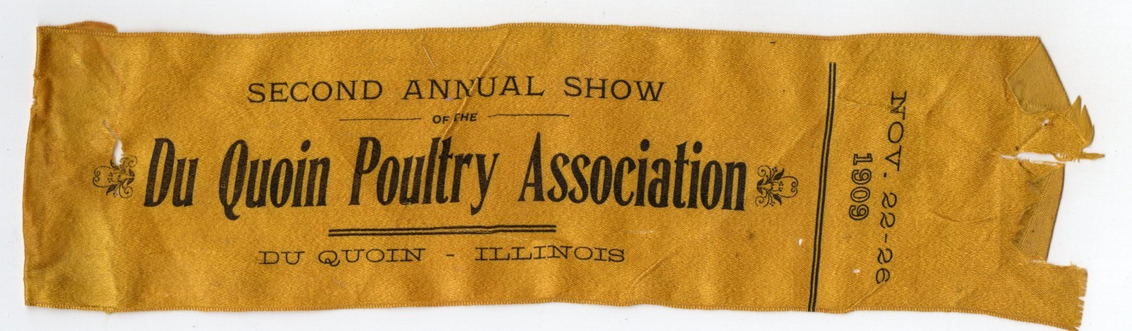 1909 – Du Quoin Poultry Association 2nd Annual Show Prize Ribbon XL2Z