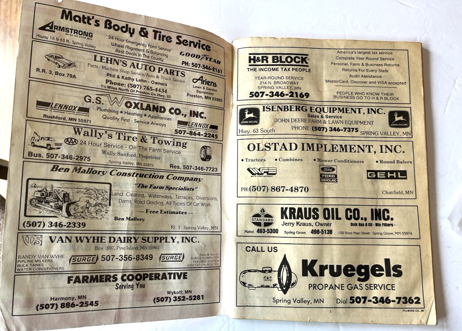Vintage Filmore County MN Farm & Home Plat Directory 1988 Chatfield Preston