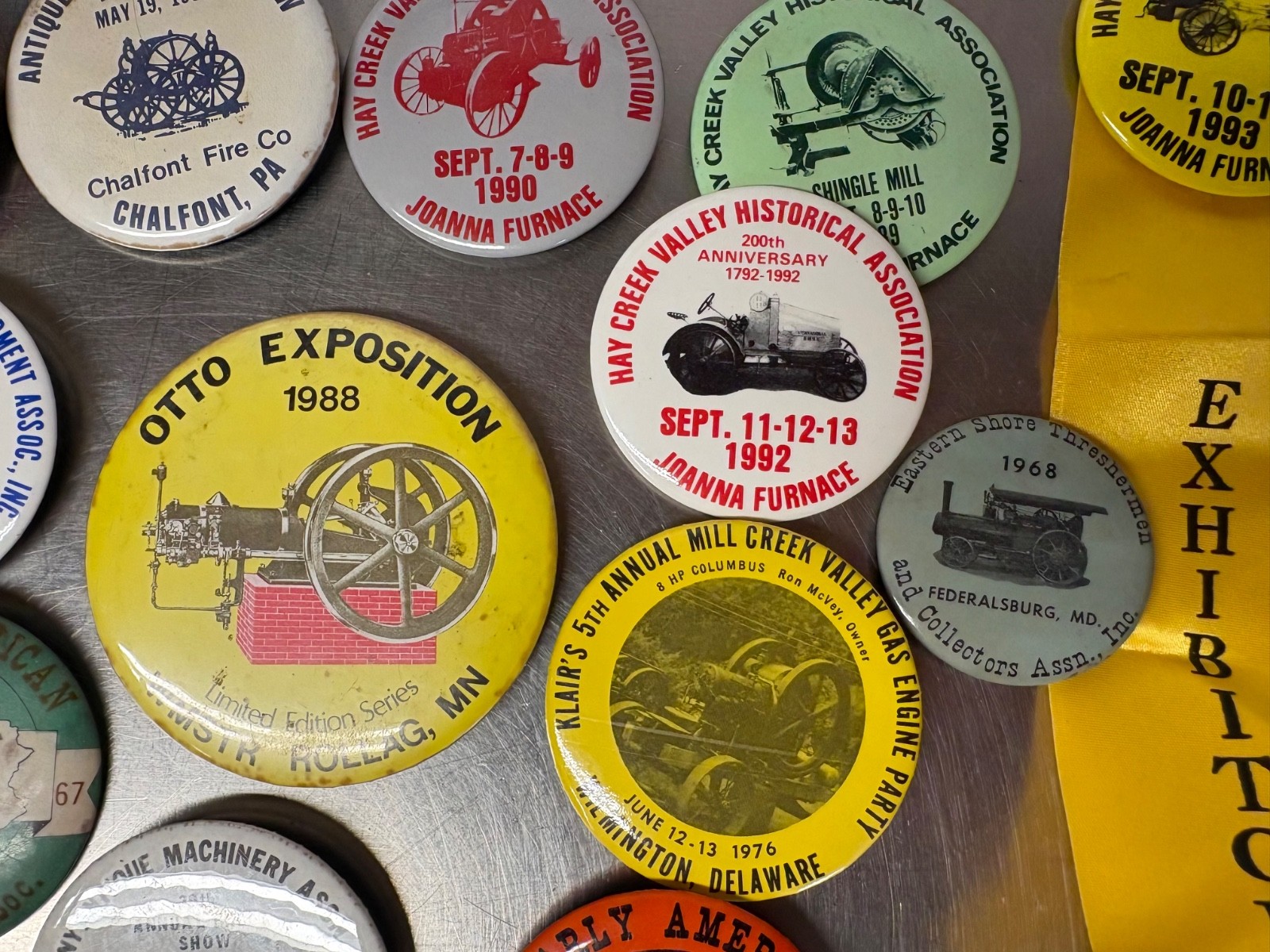 Collection Of Vintage Tractor & Steam Engine Show Pins Steam O Rama Hay Creek