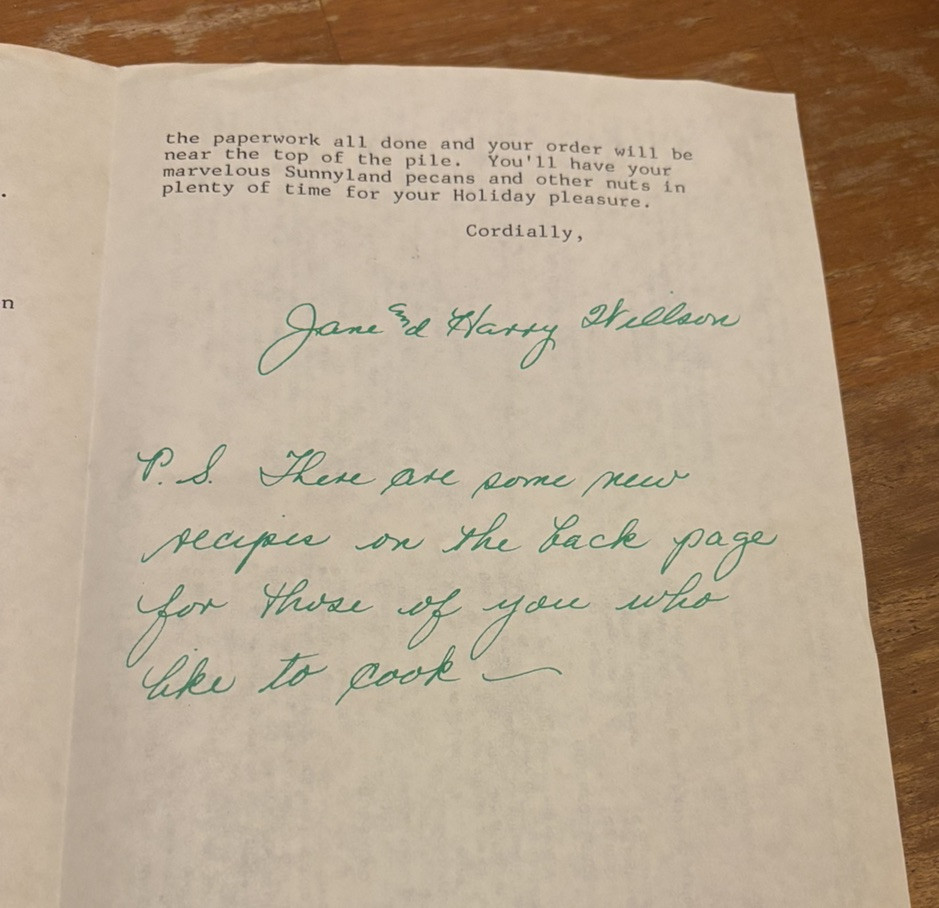 Sunnyland Farms Georgia 1982 Mailer Catalog Insert Inscribed By Owners recipes