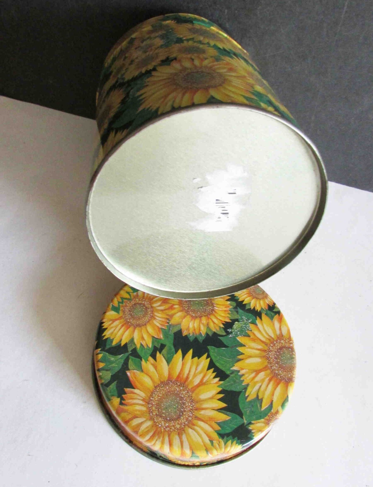 Yellow Sunflowers on Empty Metal Tin 4.25×5.5&Prime; FREE SH
