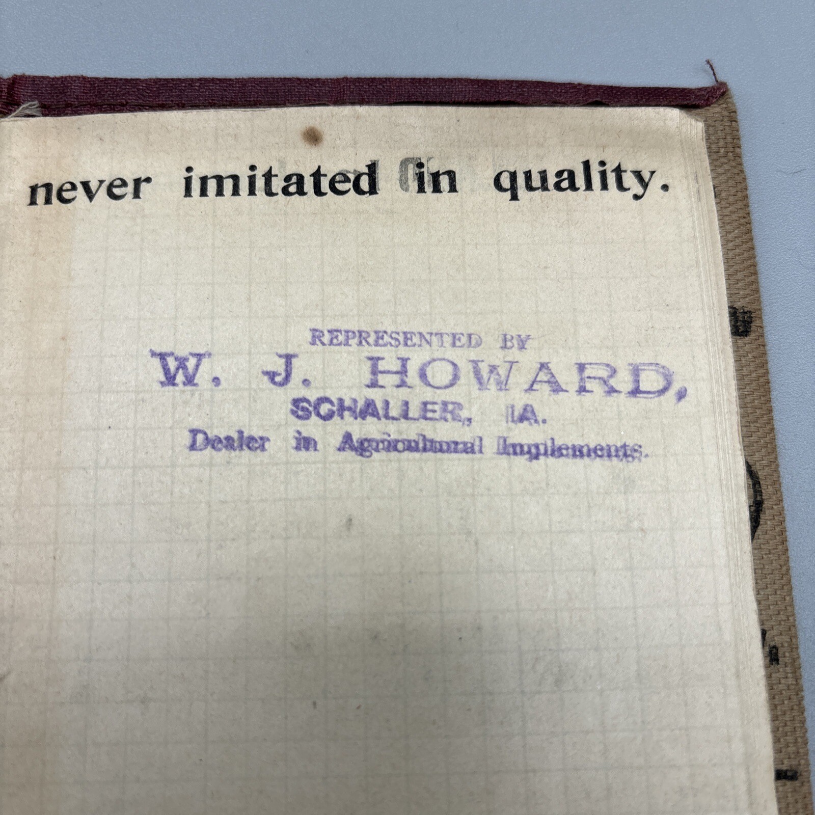 Antique Rock Island Plow Advert. Canvas Notebook & I.O.O.F Resume Schaller, IA