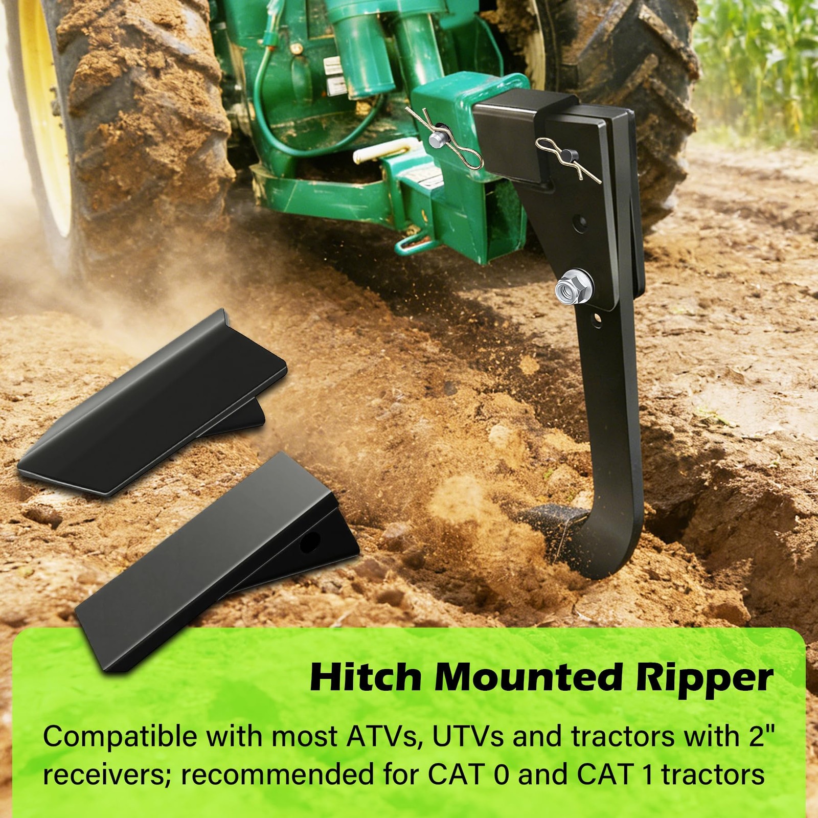 SUONE Mounted Trencher 3 Point Hitch Fit for ATV/UTV Tractor with 2pcs Replac…