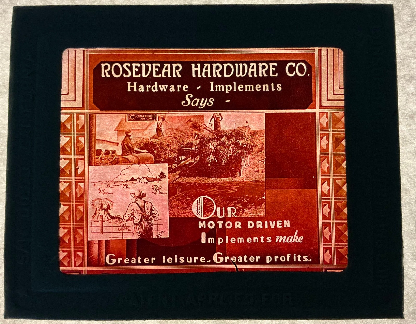 Rosevear Hardware Co. Farming Implements Magic Lantern Advertising Slide