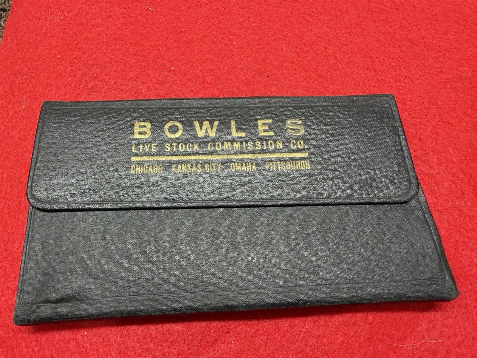 Vintage 1913 Bowles Livestock Commission Company Pocket Note Pad Leather