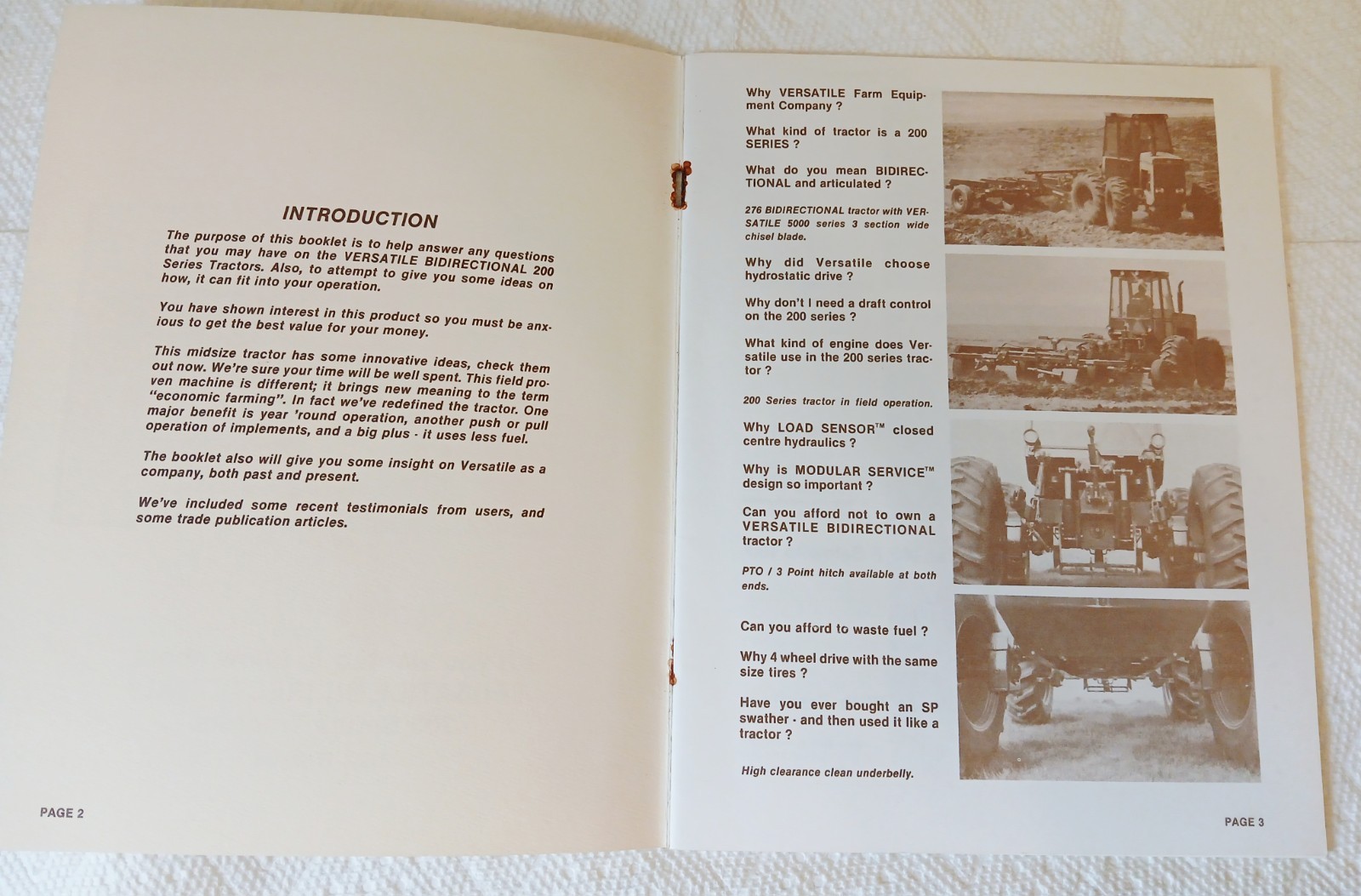 Versatile 200 Series Tractor Introductory Brocure Sales Literature