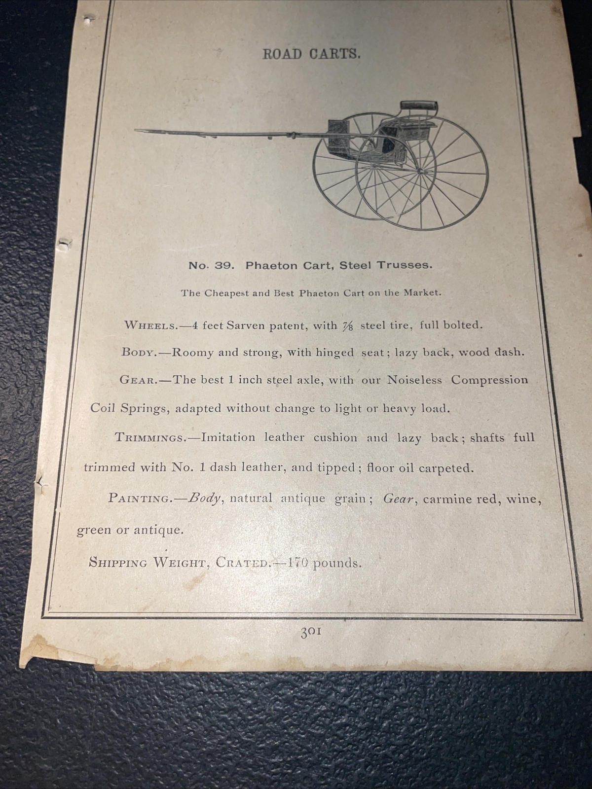 1891 Baldwin – Phaeton Road Cart – Farm Advertising – New Orleans