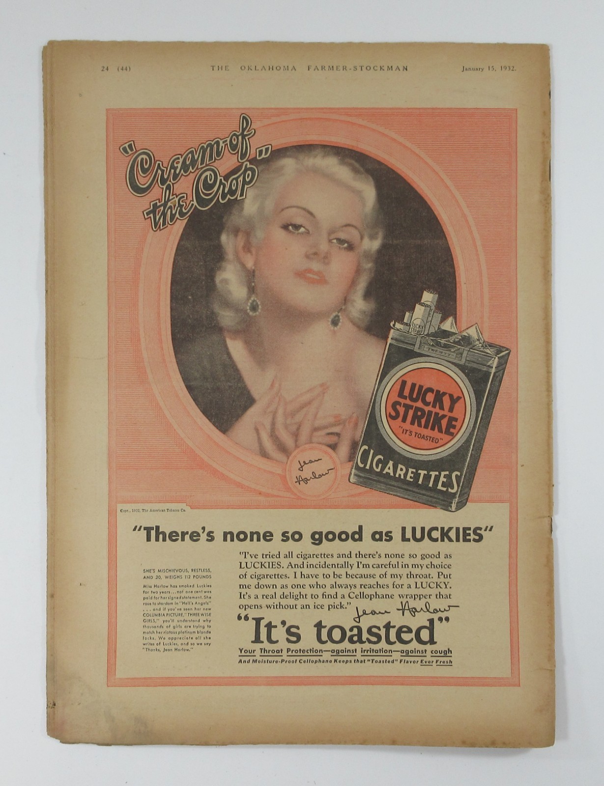 Oklahoma Farmer Stockman Magazines Livestock Depression Jean Harlow Ads 1931-32