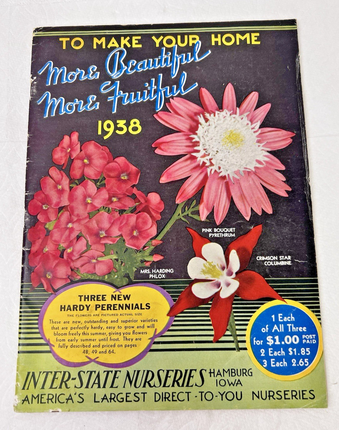 1938 Inter-State Nurseries Catalog 28 Color Pages Fruits Flowers Vegetables OHIO