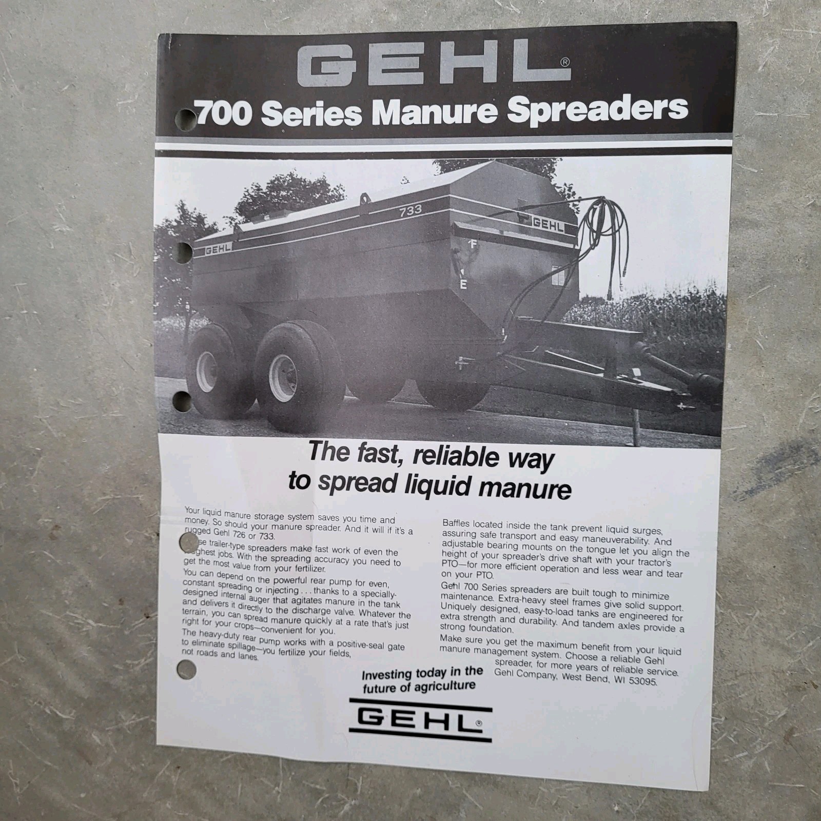 Gehl 700 Series Manure Spreader Sell Sheet