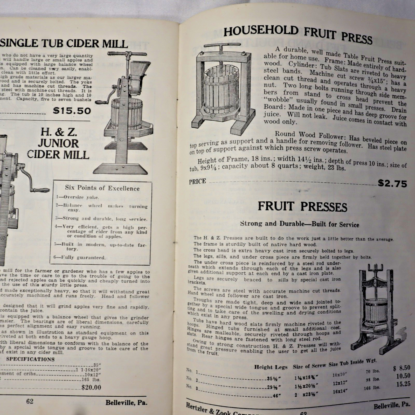 1931-1932 Hertzler & Zook Wood Sawing Machines Farm Tractor Implements Catalog