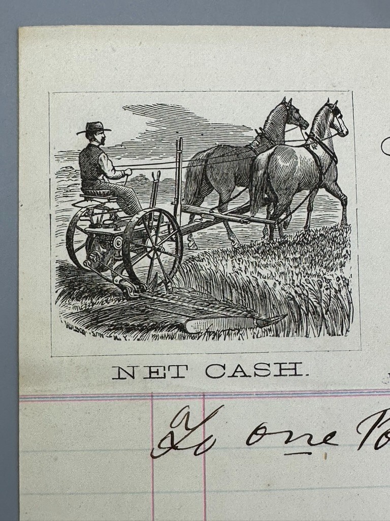 1884 AG Mott AGRICULTURAL Implements FARM SEEDS Advertising Receipt BALTIMORE