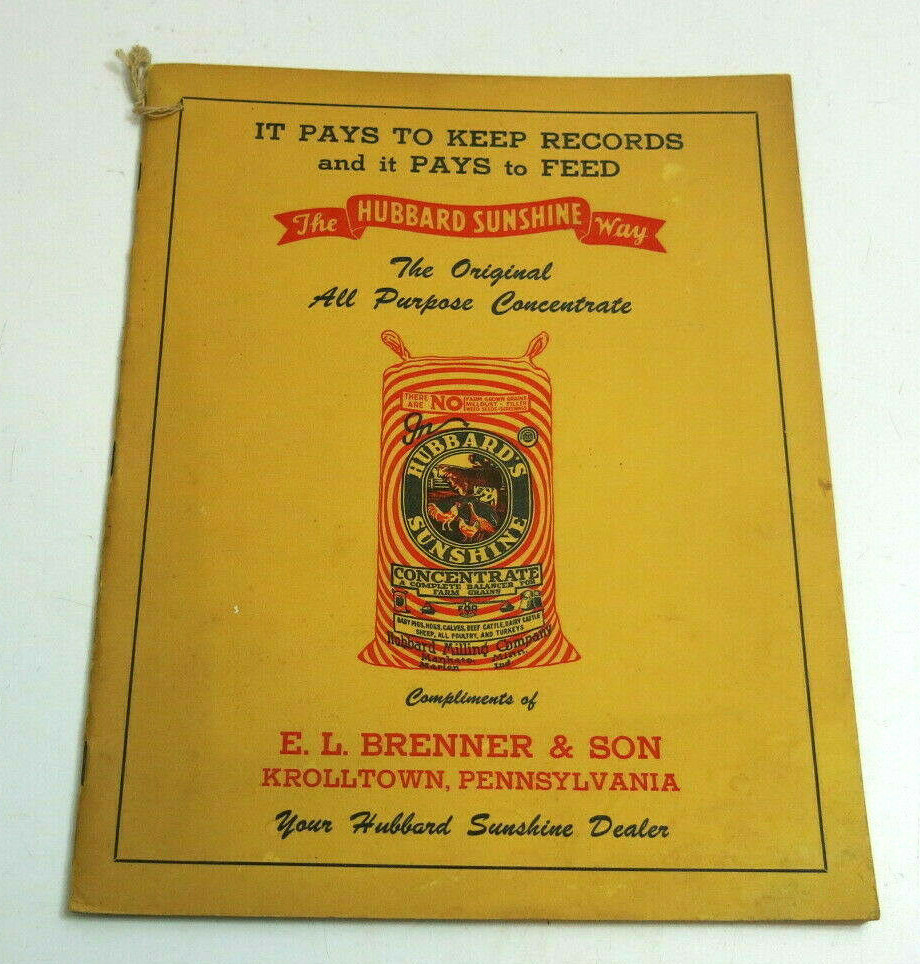 1952 HUBBARD SUNSHINE GRAIN ADVERTISING BROCHURE BOOKLET VINTAGE ORIGINAL