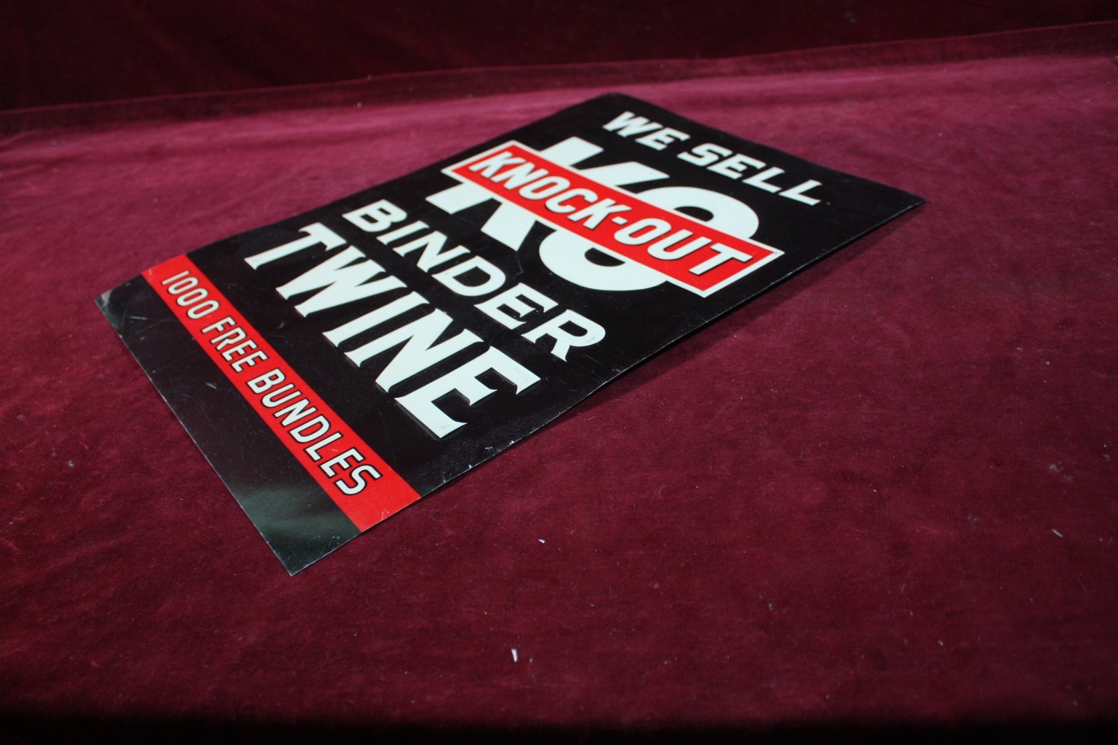 ** VINTAGE WE SELL KO KNOCK-OUT BINDER TWINE TIN SIGN AG DEALER ADVERTISING **