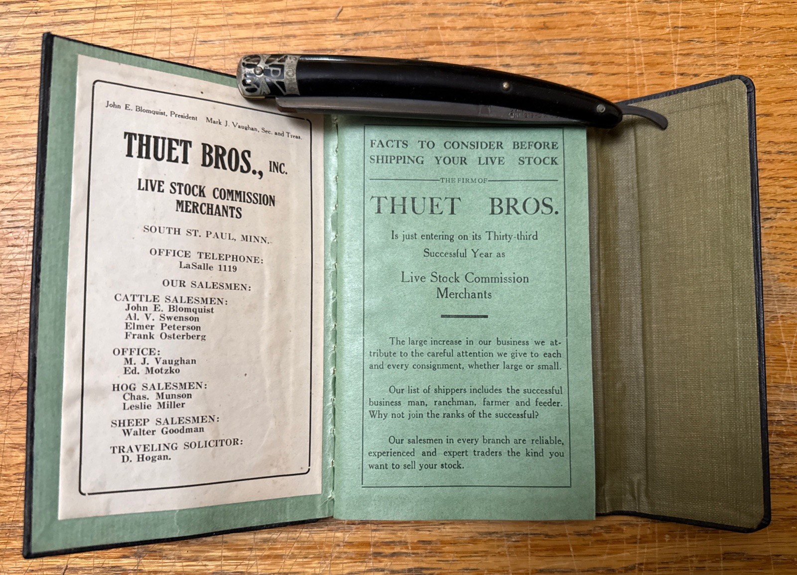 1920 Thuet Bros Live Stock Commission Notebook Complete St Paul Minnesota EUC